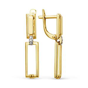 Серьги из желтого золота с фианитами