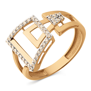 Кольцо из красного золота с фианитами