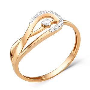 Кольцо из красного золота с фианитами