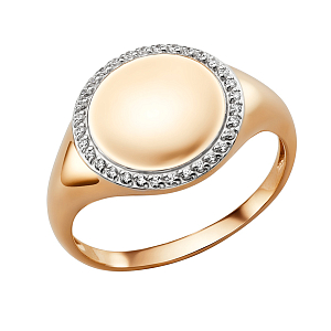 Кольцо из красного золота с фианитами