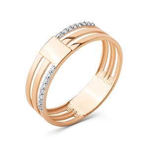 Кольцо из красного золота с фианитами