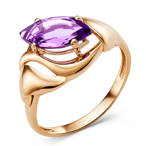 Кольцо из красного золота с аметистом
