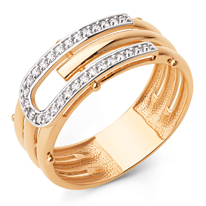 Кольцо из красного золота с фианитами