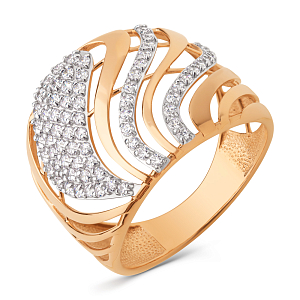 Кольцо из красного золота с фианитами