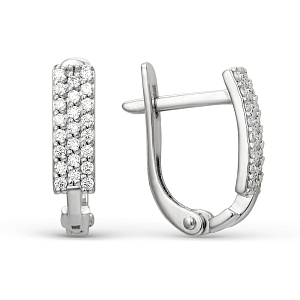 Серьги из белого золота с фианитами