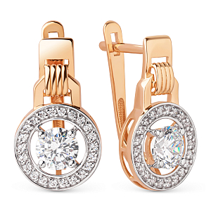 Серьги из красного золота с фианитами