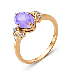 Кольцо из красного золота с аметистом