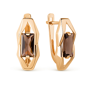 Серьги из красного золота с раухтопазами