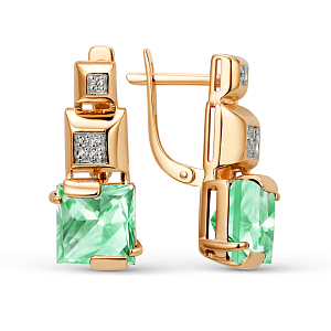 Серьги из красного золота с хризолитами