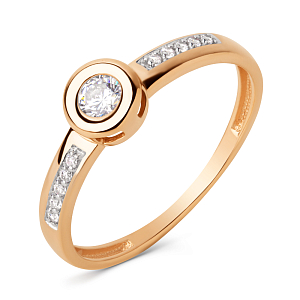 Кольцо из красного золота с фианитами