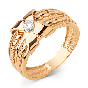 Кольцо из красного золота с фианитом