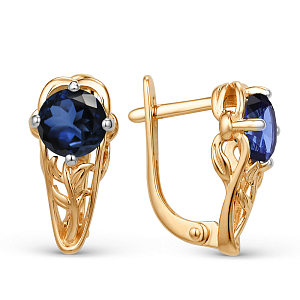 Серьги из красного золота с корундами