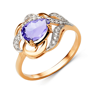 Кольцо из красного золота с аметистом