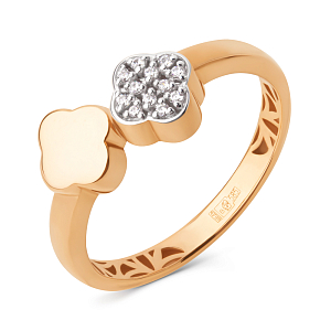 Кольцо из красного золота с фианитами