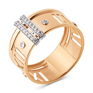 Кольцо из красного золота с фианитами