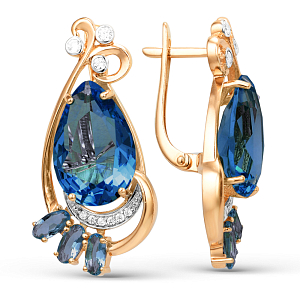 Серьги из красного золота с лондон топазами