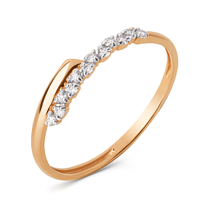 Кольцо из красного золота с фианитами