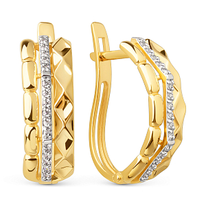 Серьги из желтого золота с фианитами