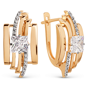 Серьги из красного золота с фианитами