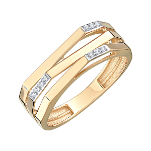 Кольцо из красного золота с фианитами