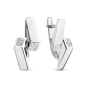 Серьги из белого золота с фианитами