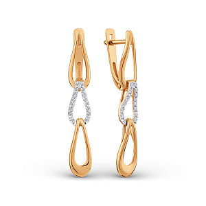 Серьги из красного золота с фианитами