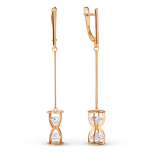 Серьги из красного золота с фианитами