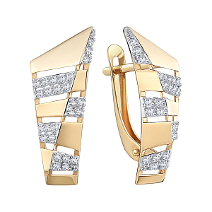 Серьги из красного золота с фианитами