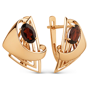 Серьги из красного золота с гранатами