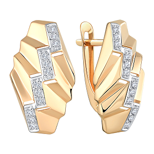 Серьги из красного золота с фианитами