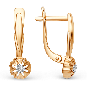 Серьги из красного золота с фианитами