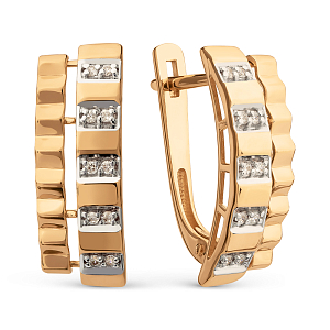 Серьги из красного золота с фианитами