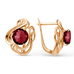 Серьги из красного золота с корундами