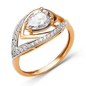 Кольцо из красного золота с фианитами