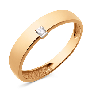 Кольцо из красного золота с фианитом