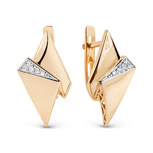 Серьги из красного золота с фианитами