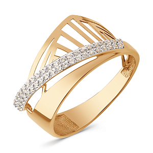 Кольцо из красного золота с фианитами