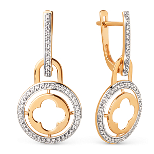 Серьги из красного золота с фианитами