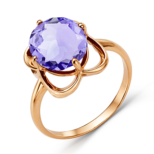 Кольцо из красного золота с аметистом
