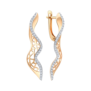 Серьги из красного золота с фианитами