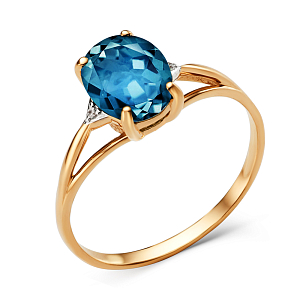 Кольцо из красного золота с лондон топазом