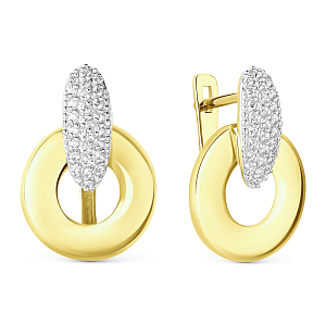 Серьги из желтого золота с фианитами