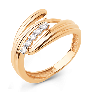 Кольцо из красного золота с фианитами