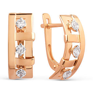 Серьги из красного золота с фианитами