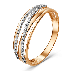 Кольцо из красного золота с фианитами