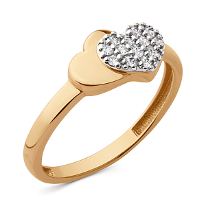 Кольцо из красного золота с фианитами