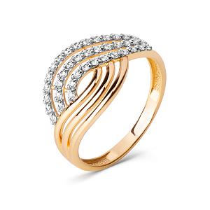 Кольцо из красного золота с фианитами