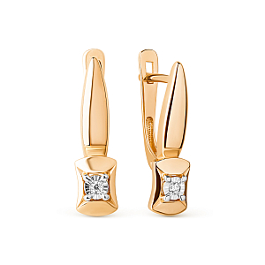 Серьги из красного золота с фианитами