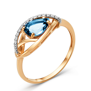 Кольцо из красного золота с лондон топазом