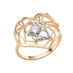 Кольцо из красного золота с фианитами